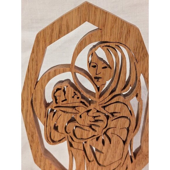 Mary & Jesus Wooden Laser Cut Mother Baby Madonna Cutout Decor Christmas 7.5" - Picture 8 of 11